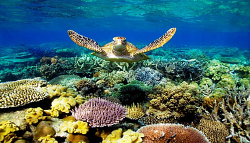 Rạn san hô Great Barrier, một trong Bảy kỳ quan Thiên nhiên của Thế giới. Với chiều dài là 2.000 km trong vùng nước ấm ngoài khơi bờ biển Bắc Queensland. Nơi đây còn nổi tiếng với các bãi cát trắng và các hòn đảo vắng vẻ chưa có sự tác động của  con người. Ảnh: Ipa.